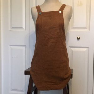 Tan corduroy overall dress